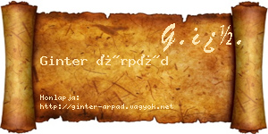 Ginter Árpád névjegykártya